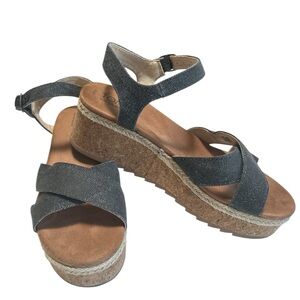Toms Gray Platform Sandals